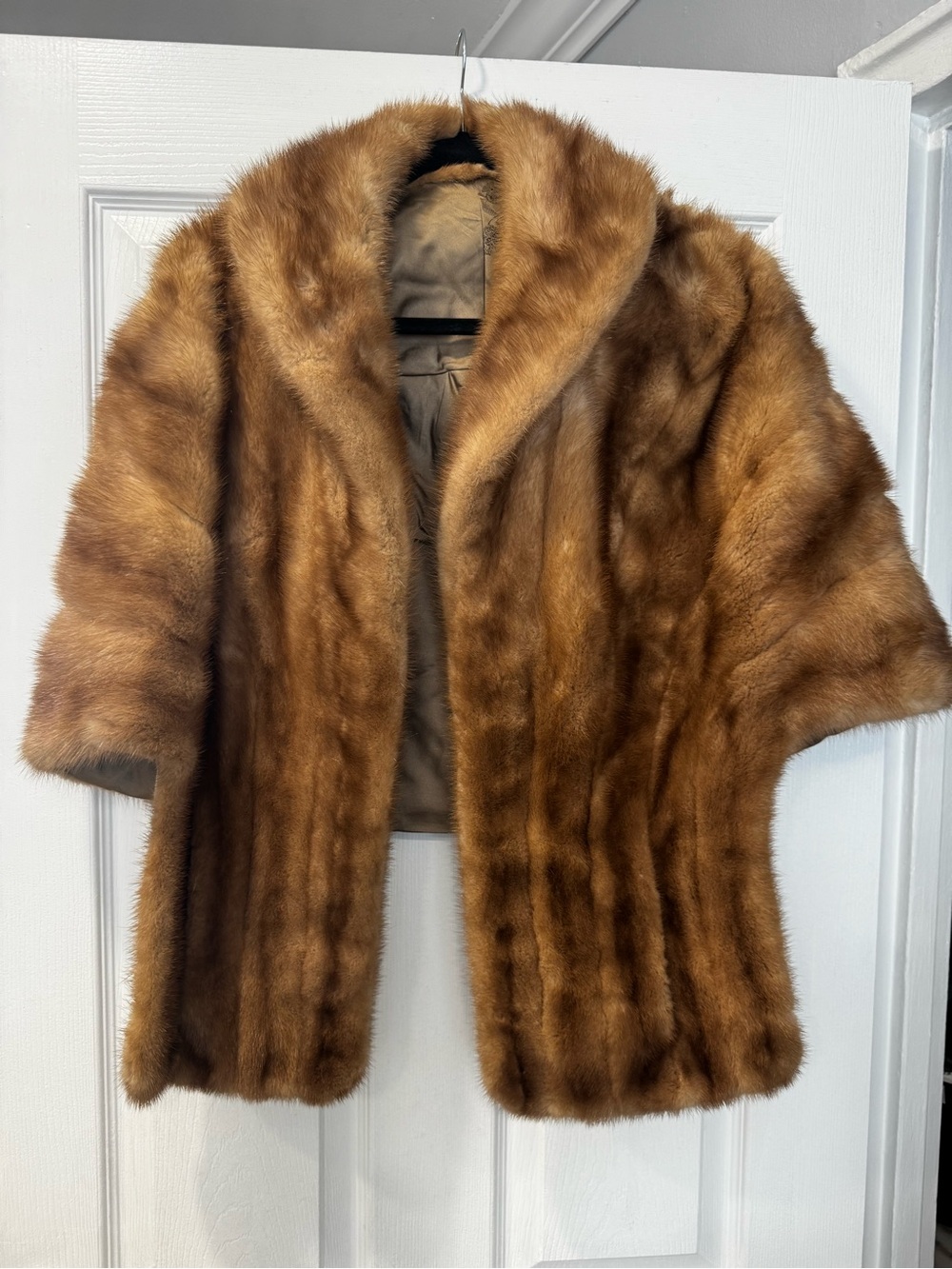Classic Women's Brown Fur Coat - Elegant Short Sleeve Jacket
